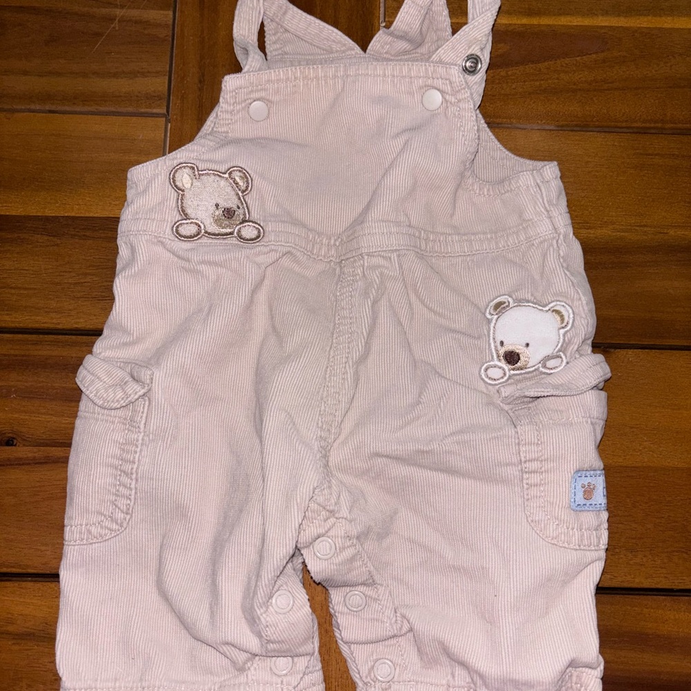 Adorable Beige Kids Overalls with Bear Patches
